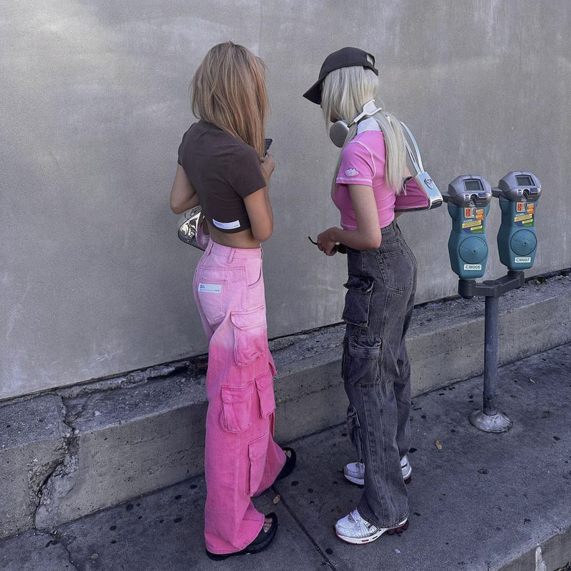 Women Cargo Pants Jeans Women's Loose Cargo Wide Leg Pants