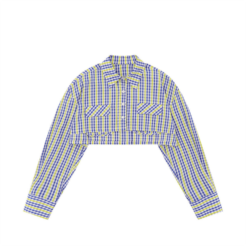 Women Long Sleeve Shirt Women's Short Long Sleeve Shirt Spring and Autumn Leisure Pocket Shirt