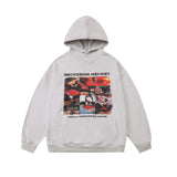 Men Hoodie Printed Sweater Men's Loose Washed-out Distressed Long Sleeve