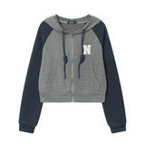 Women Hoodie Color Matching Cropped Hoodie Girls Autumn Leisure Sports