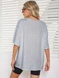 Drinking Print Oversized T-shirt Casual Crew Neck Drop