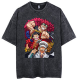 Youth men ONE PIECE Faded Vintage T Shirts Anime Character