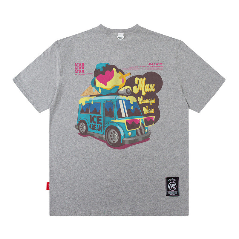 Men T Shirt Short Sleeve T-shirt Male and Female Trendy Brand Printed Loose Hip Hop