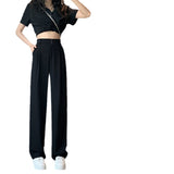 Palazzo Pants Gray High-Grade Suit Straight Narrow Wide-Leg Pants Draping Effect