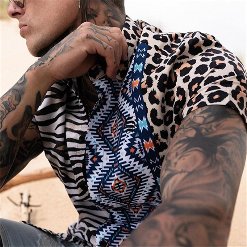 Men Shirt Summer Menswear Loose Casual Trend Printed Short Sleeve