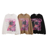 Men Long Sleeve Shirt Vintage Floral Print Long Sleeves Bottoming T-shirt Men and Women Loose