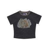 Women T-shirt Printed Short T-shirt for Women Casual round Neck Short Sleeves