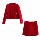 Women Skirt Classic Style Texture Short Suit Coat Skirt Suit