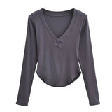 Women T-Shirt Spring and Autumn Curved Long-Sleeved T-shirt