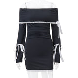 Women Dresses Autumn Sexy Lace Long Sleeve Dress
