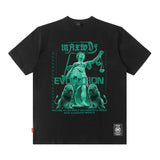 Men T Shirt Couple Summer Short Sleeve Loose Retro Angel Print T-shirt