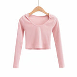 Women T-Shirt Hooded Long Sleeve T-shirt Shorts