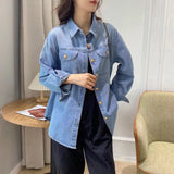 Women T-shirt Denim Shirt Women's Long Sleeve Spring Loose