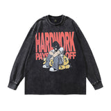 Men Long Sleeve Shirt Printed Vintage Distressed Long Sleeve T-shirt for Men and Women