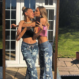 Women Cargo Pants Girls Wild Casual Printed Jeans