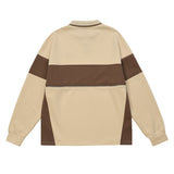 Men Hoodie Color Contrast Patchwork Lapel Sweater Zipper Stitching Letter Embroidery Long Sleeve