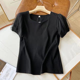Women T-Shirt Slim Fit Summer Short Sleeve Bottoming Shirt Top