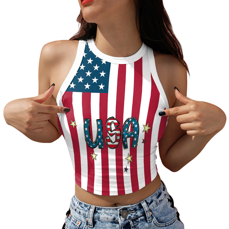 National Flag Day T Shirts Summer Printed Cropped Top