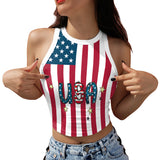 National Flag Day T Shirts Summer Printed Cropped Top