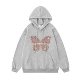 Men Hoodie Butterfly Hooded Sweater Patch Cat Beard Embroidered Pullover Hoodie