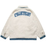 Men Cotton Mixed Jacket Coat Cashmere Cotton-Padded Coat Men's Winter Loose Stitching Affixed Cloth Embroidered