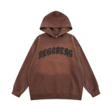 Men Hoodie Letter Puff Print Long Sleeve Hooded Sweater