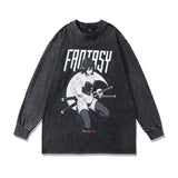 Men Long Sleeve Shirt Tkpa Harajuku Street Washed and Worn Long Sleeve T-shirt High Street Two-Dimensional Dark Anime Base Hoodie Men and Women Fashion