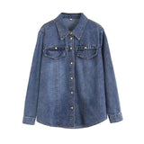 Women T-shirt Denim Shirt Women's Spring and Autumn Loose Casual Top Coat
