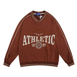 Men Hoodie Letter V-neck Sweatshirt Men's Loose Casual Long Sleeves Spring and Autumn