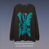 Men Long Sleeve Shirt Yabi Style Graffiti T Shirt Men and Women Couple Long Grapefruit