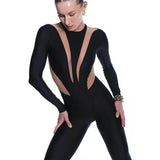 Women Jumpsuit Women's round Neck Long Sleeve Color Matching Long Jumpsuit