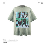 American vintage street T-shirt pure cotton retro men's and women's summer loose