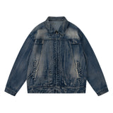 Men Denim Jacket Men's Vibe Loose Washed-out Distressed Jacket