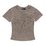 Women T-shirt Printed Short-Sleeved T-shirt for Girls Summer O-neck Short