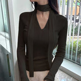 Women's Long Sleeve Shirt V-neck Sweater Top