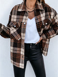 Plaid Trench Coat Autumn and Winter Long Sleeve Plaid Coat
