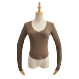 Women T-Shirt Spring and Autumn Curved Long-Sleeved T-shirt