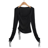 Women T-shirt Spring and Autumn Long Sleeve T-shirt Women's Short Bottoming Shirt Top