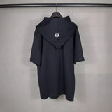 Men T-shirts 2024 New Paris Double Ring LOGO Embroidery Fake Two Hooded Embroidery Loose Short Sleeve T-Shirt