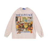 Men Hoodie Fruit Printed Crew Neck Sweatshirt Men