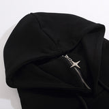 Men Hoodie Four-Corner Star Decorative Stand Collar Hooded Sweater Hip Hop Loose Autumn