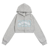 Women Hoodie Short Zipper Cardigan Sweater Autumn Hooded Jacket