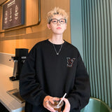 Men Hoodie round Neck Long Sleeve Sweater Men's Autumn Letter Print Loose Casual