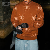 Men Sweater Men's Knitted Sweater Top Autumn and Winter Printing Trendy Sweater Men's Clothing