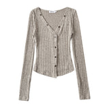 Women T-Shirt Knitted Bottoming Shirt Women's Summer Slim Fit Long-Sleeved T-shirt