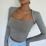Women T-Shirt Vest Solid Color Fashion Suit