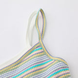 Women Vest Color Striped Vest Girls Summer Casual Short Sling