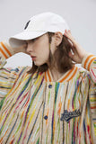 Unisex Jacket Autumn Color Vertical Bar Baseball Uniform Women's Clothing