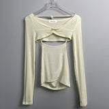 Women Long Sleeve Shirt Long Sleeve Shawl Halter U-Neck Vest Camisole Women