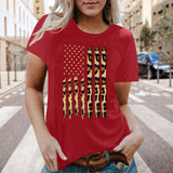 Women Independence Day T Shirt Printed Short-Sleeved Top Female Summer